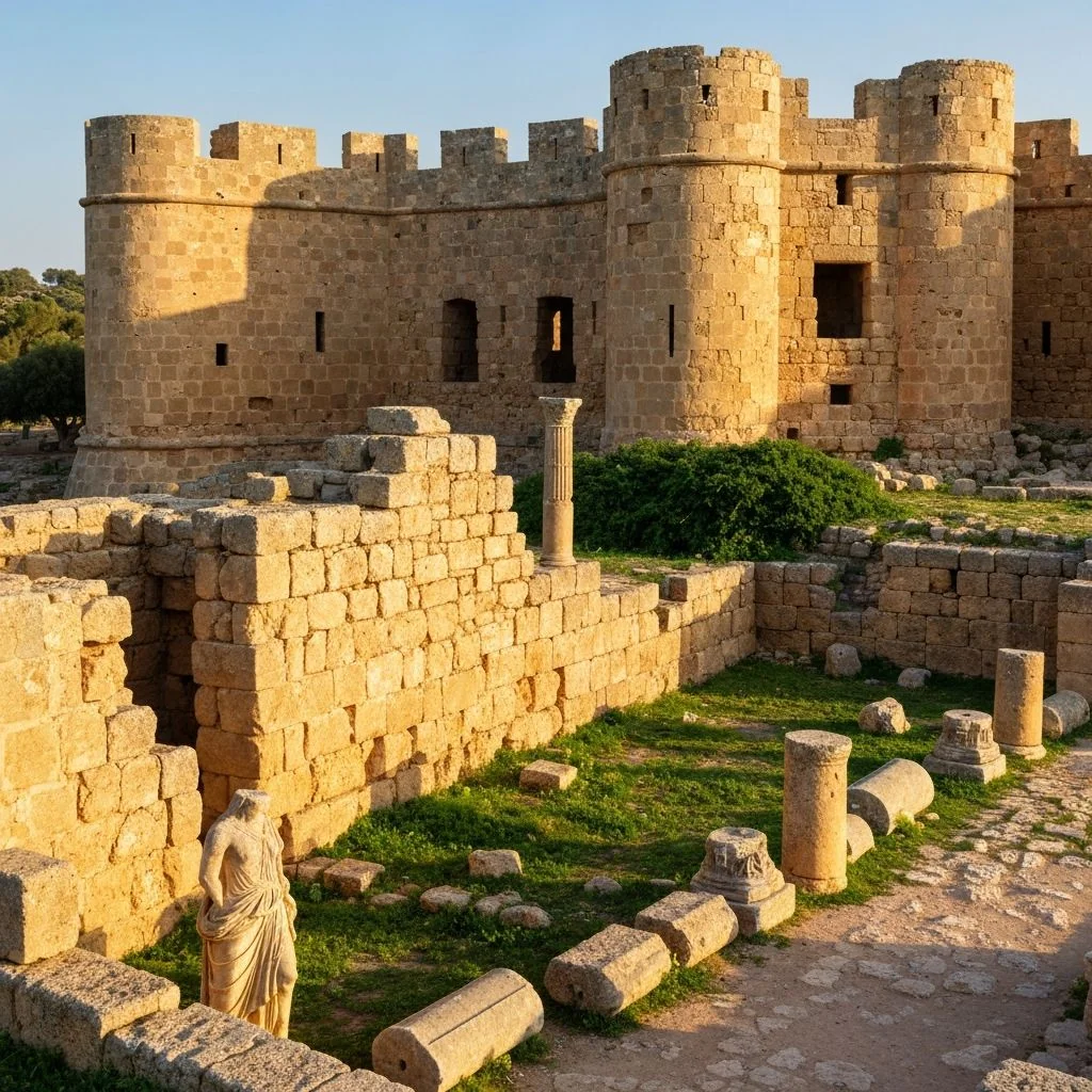 Ancient fortress ruins in Paphos, Cyprus