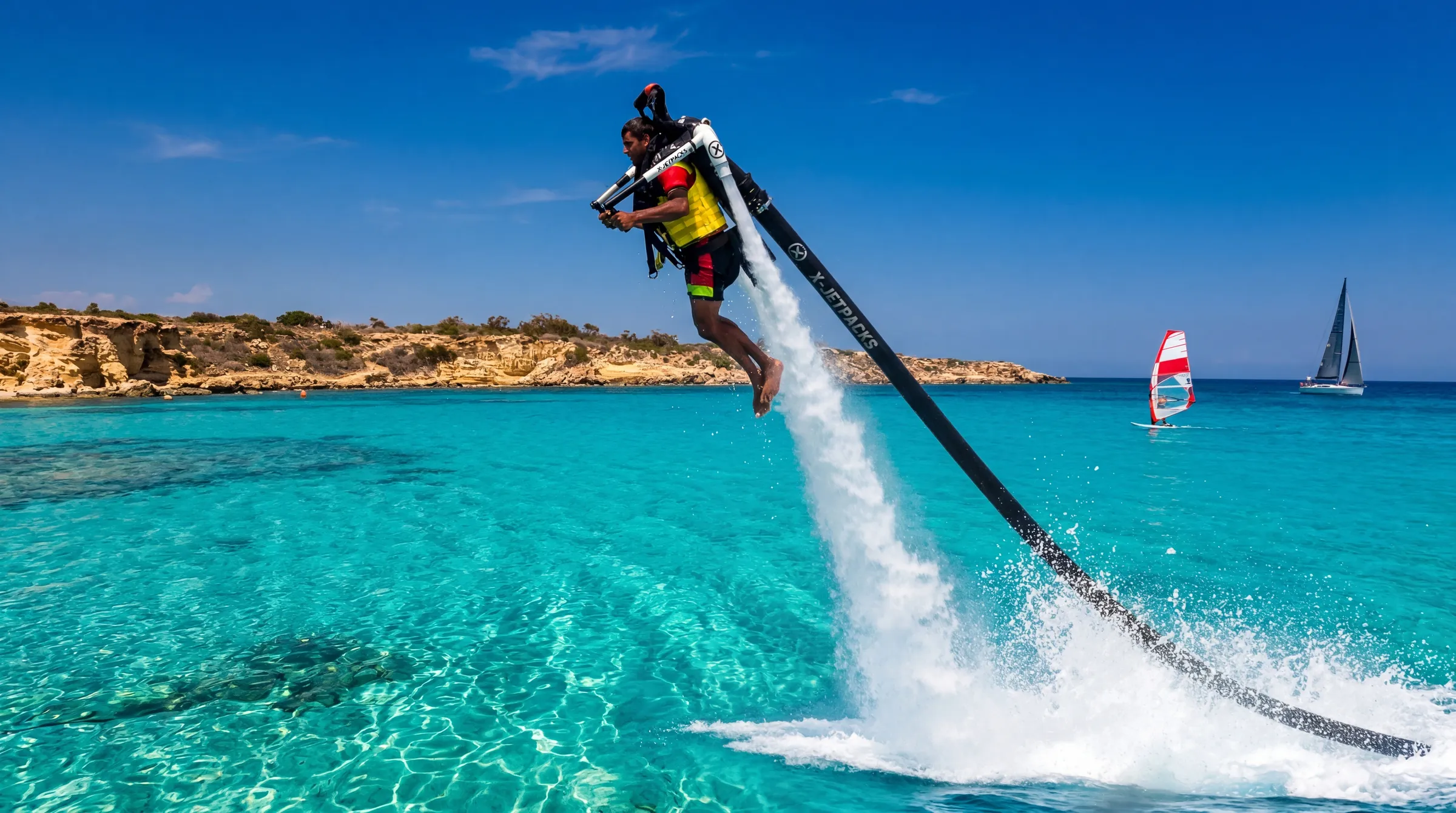 Water sports on the calm Mediterranean sea